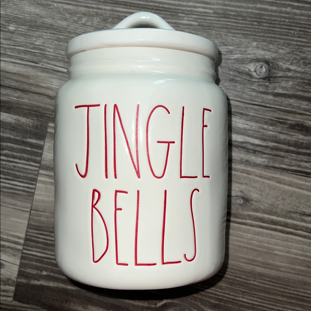 Rae Dunn Jingle Bells Cookie Jar Christmas Holiday Canister
